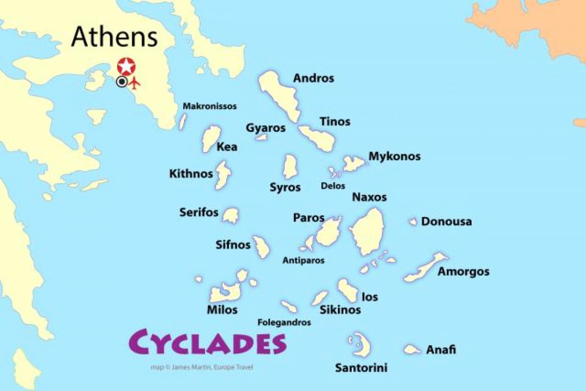 les îles grecques, près d'Athènes carte
