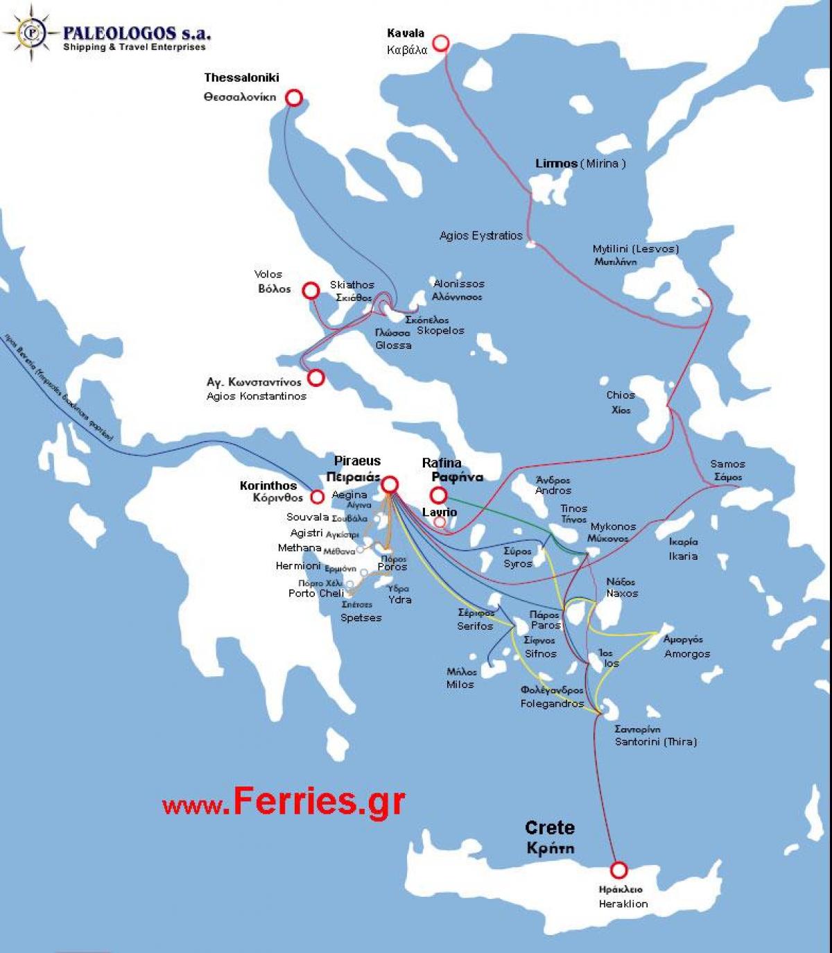 carte de Athènes ferry