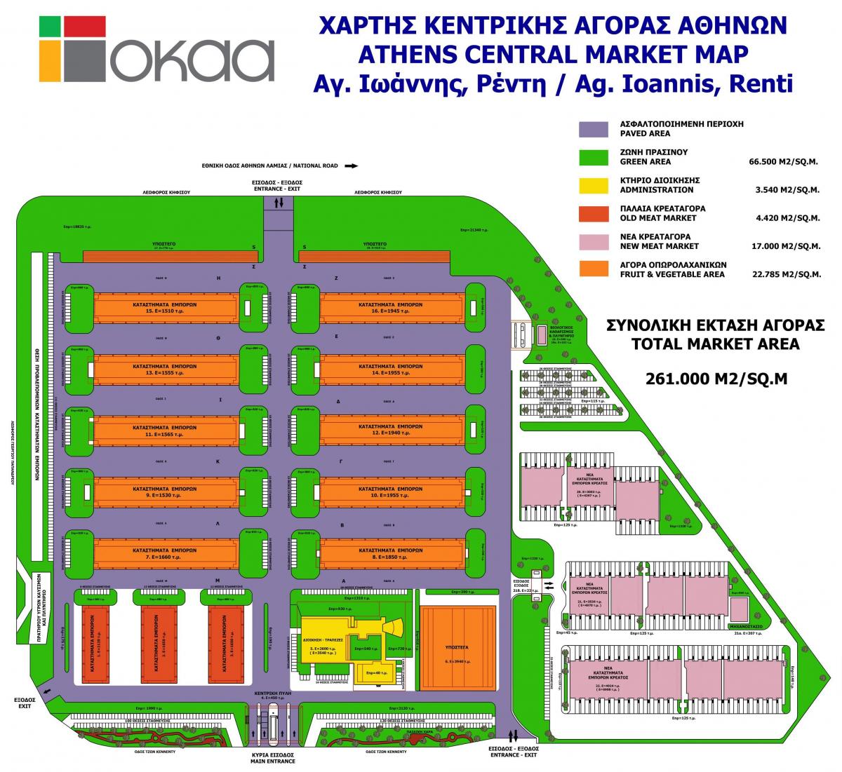 carte de marché central d'Athènes