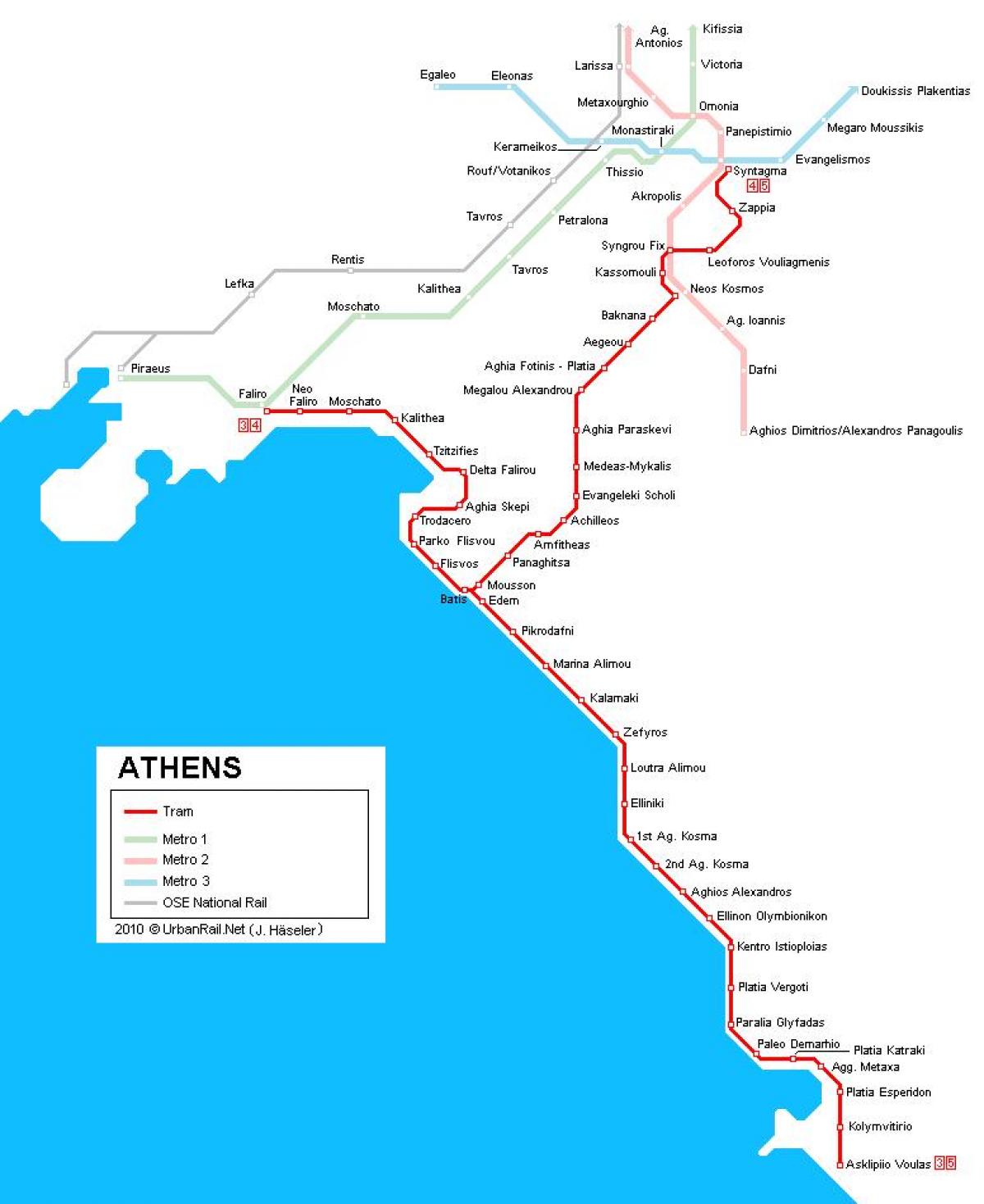 tram carte d'Athènes, en grèce