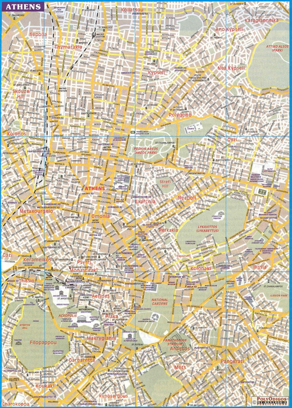 plan de la ville d'Athènes en grèce