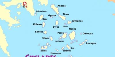 Les îles grecques, près d'Athènes carte