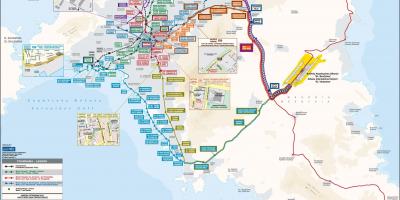 Athènes bus x96 la carte de l'itinéraire