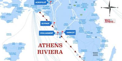 Carte de la riviera d'Athènes