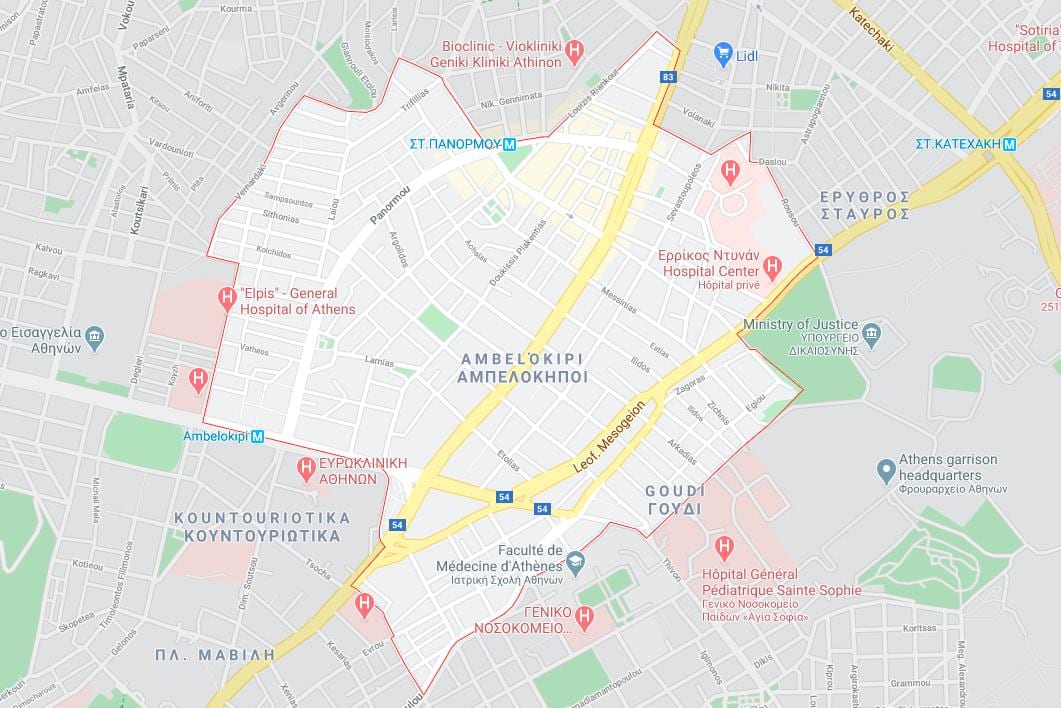 carte de ambelokipi Athènes 