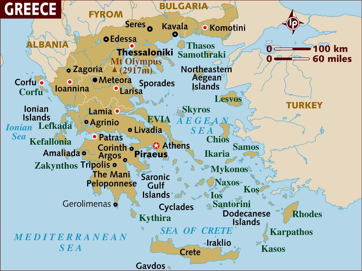 capitale de la grèce de la carte