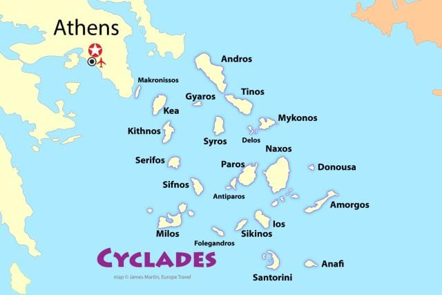les îles grecques, près d'Athènes carte