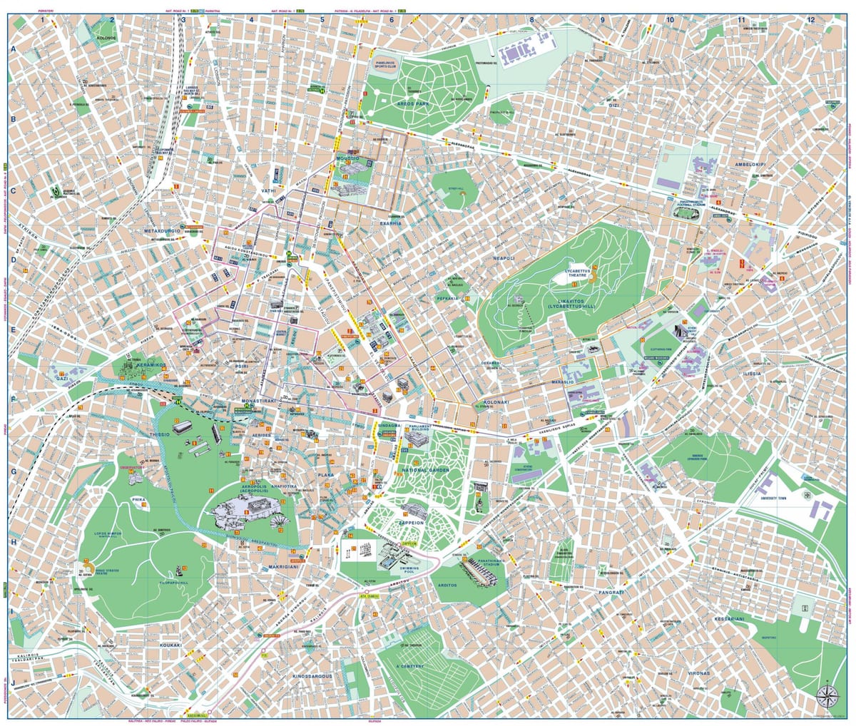 Athènes, grèce-ville centre de la carte
