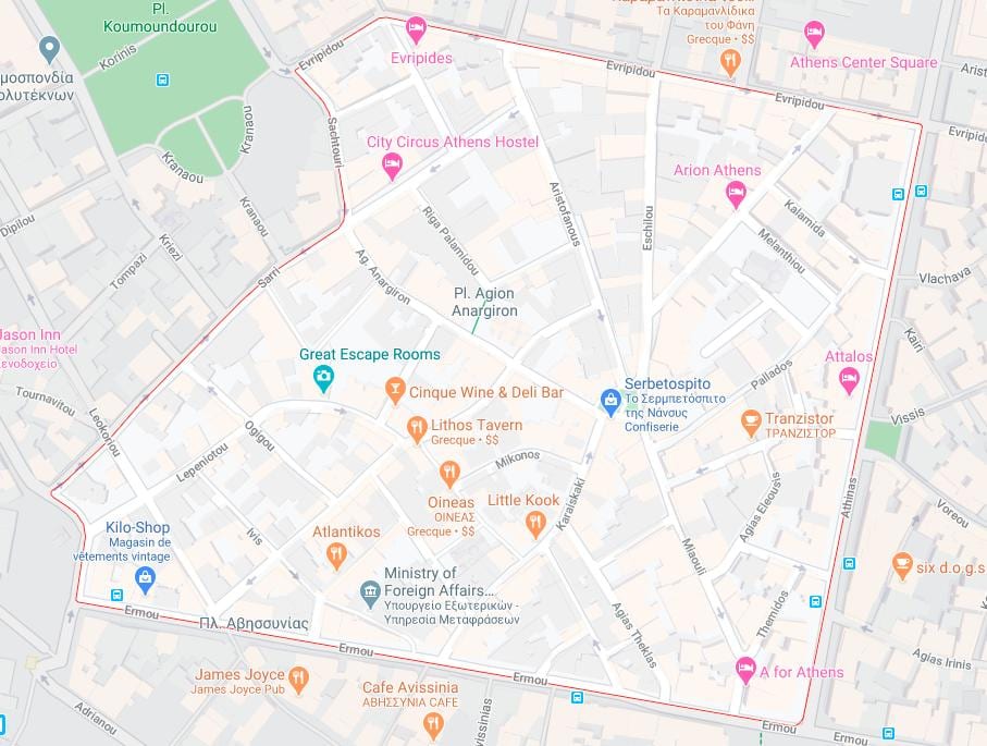 carte de athènes Athens