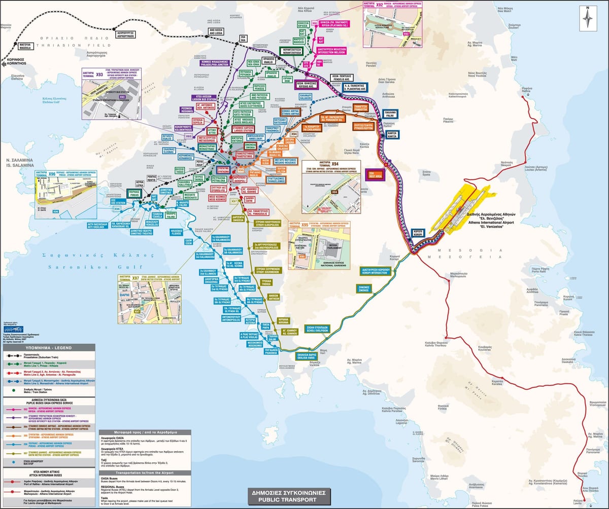 Athènes, grèce carte de bus