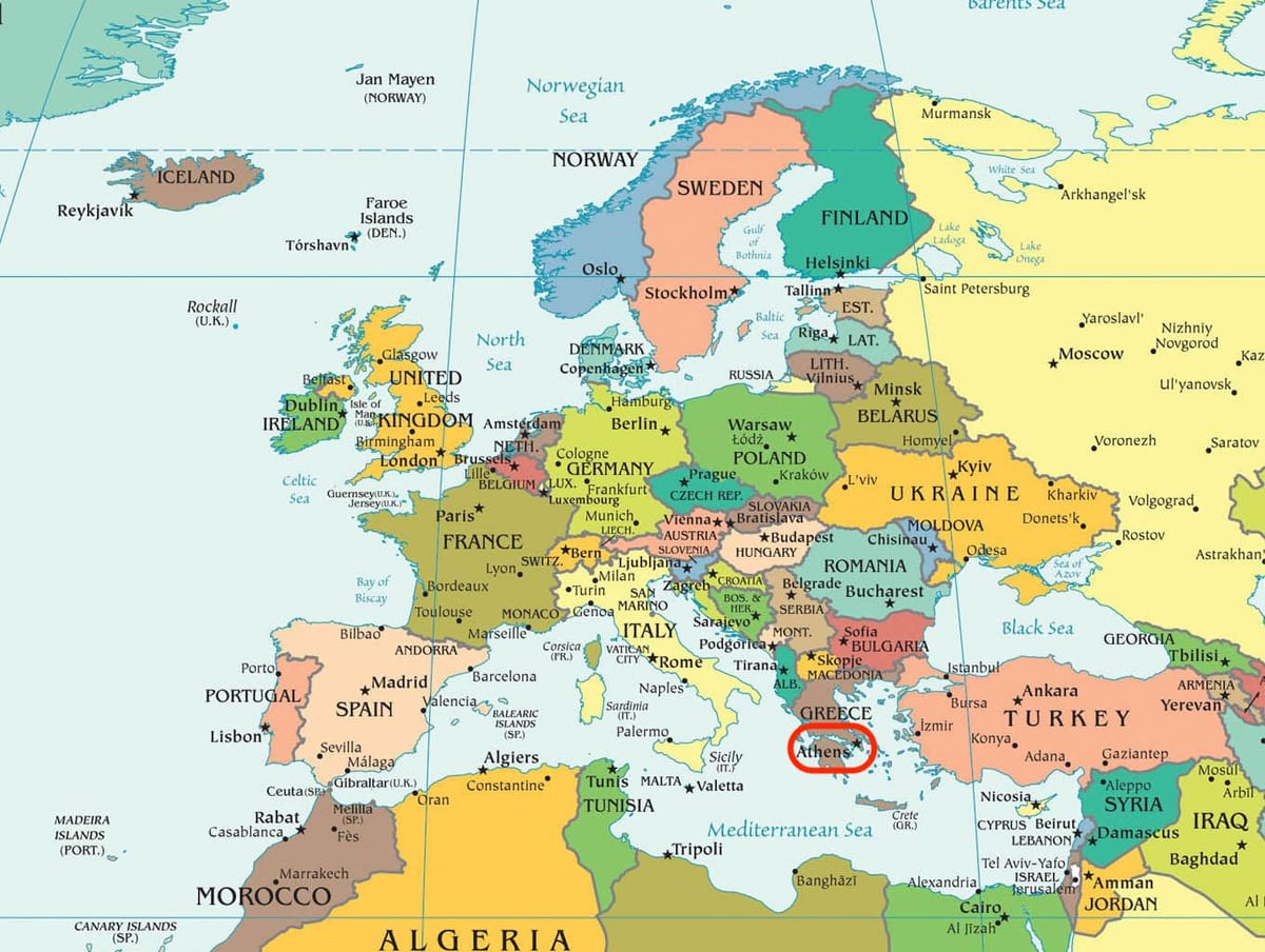 carte de Athènes carte de l'europe