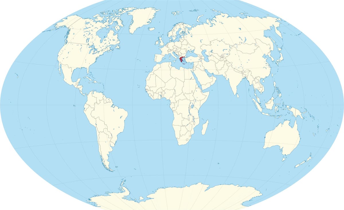 D'athènes, en grèce sur la carte du monde