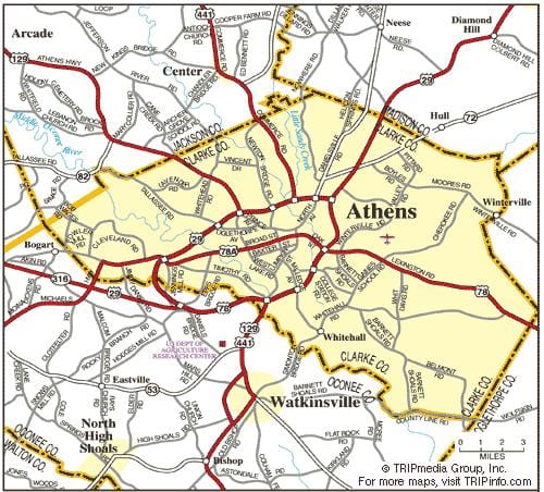 carte de la route d'Athènes 