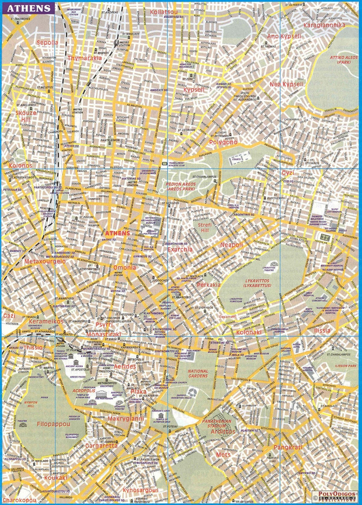 carte de rue d'Athènes, grèce