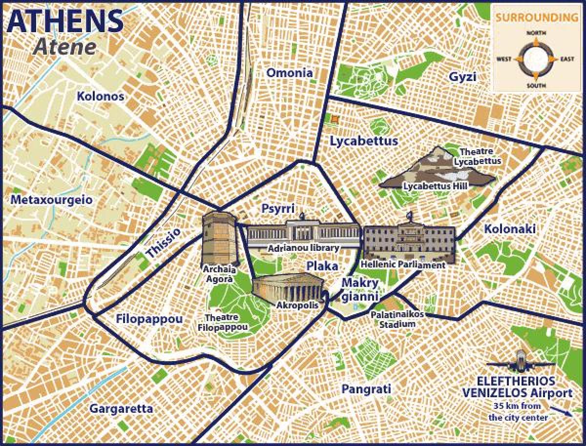 tourist map of central athens