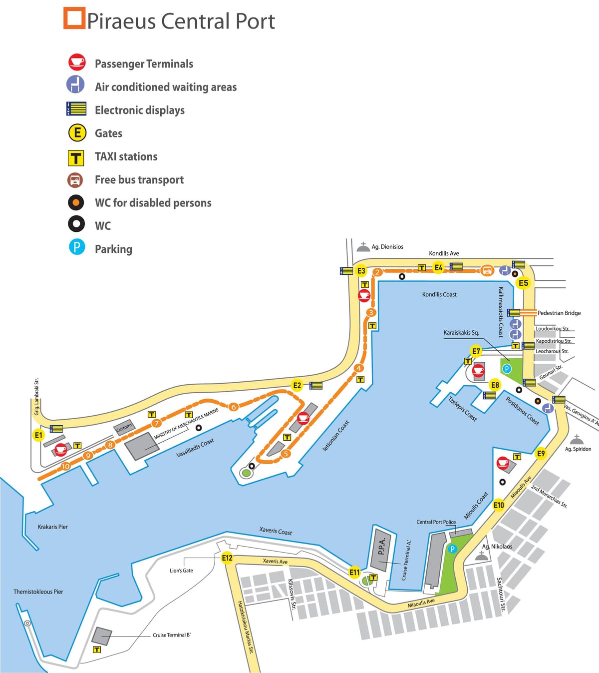 Athènes ports de la carte