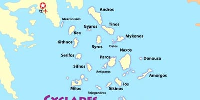 Les îles grecques, près d'Athènes carte