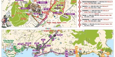 Athènes hop on hop off bus de la carte de l'itinéraire